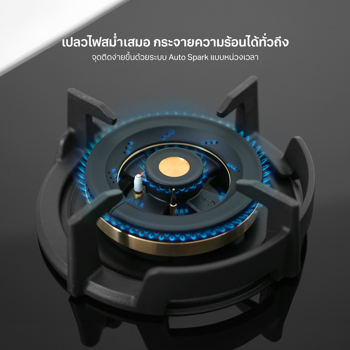 เตาฝังแก๊ส 4 หัว ฐานกระจกนิรภัย EVE HB78-SBH289/BG 78 ซม. สีดำ_7
